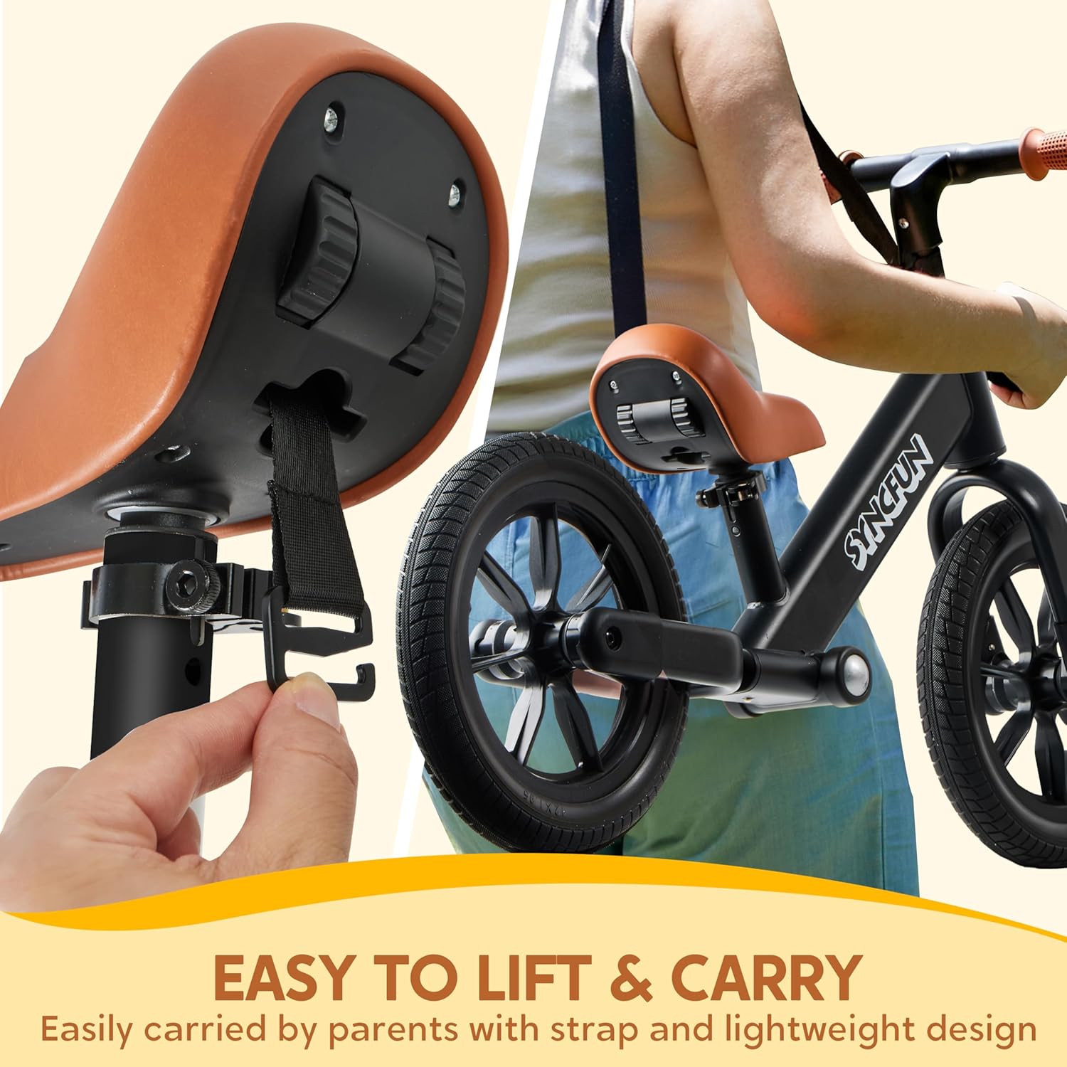 Toddler Balance Bike with Adjustable Seat and Carry Handle