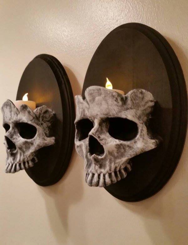 Halloween Ghost Skull Wall Candle Holder