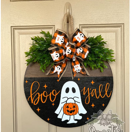 Halloween White Ghost BOO Doorplate Pendant