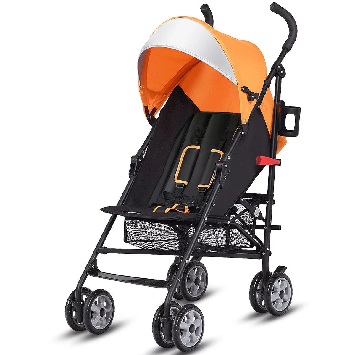 Folding Lightweight Baby Toddler Umbrella Travel Stroller with Storage Basket Orange