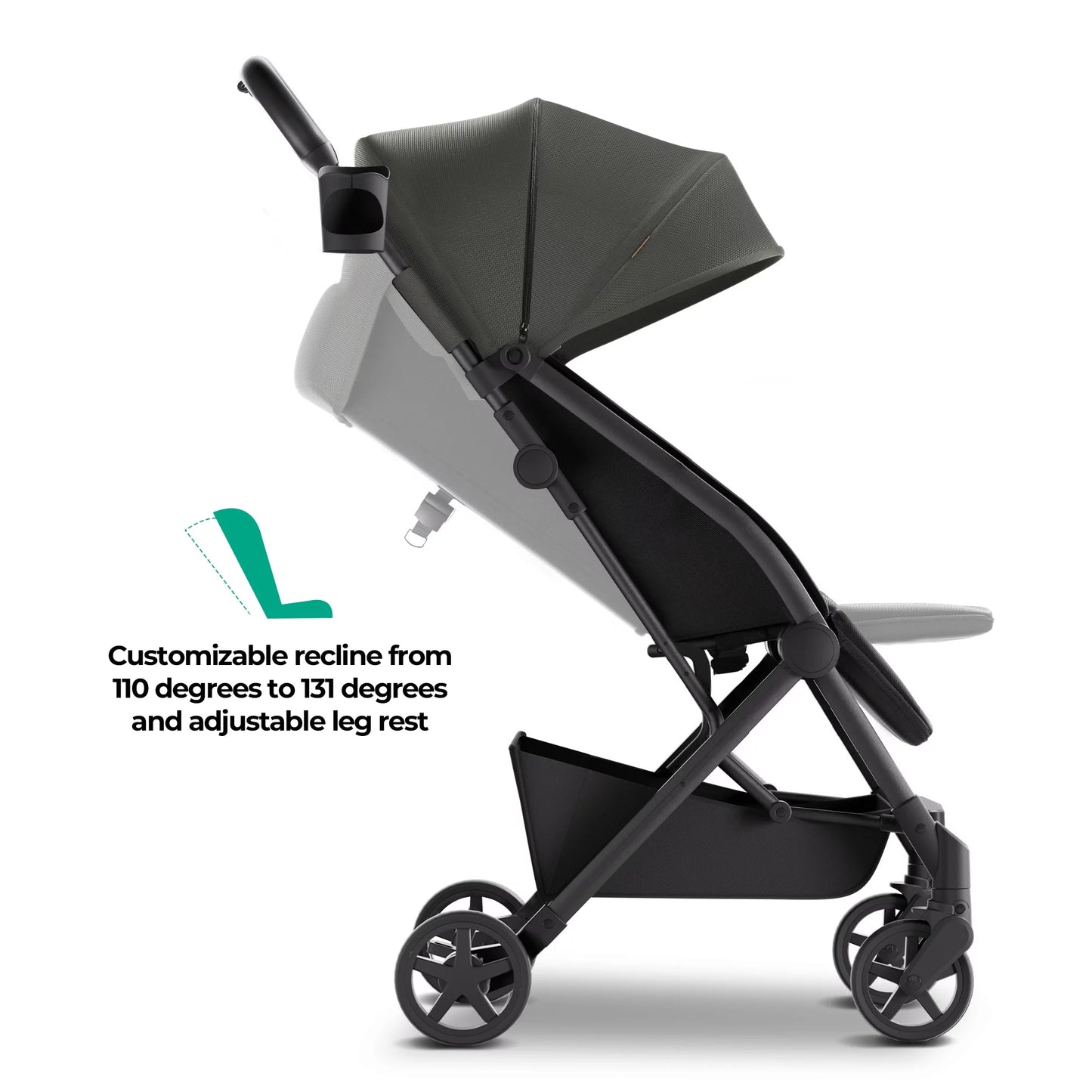 Lightweight Baby Stroller, Compact Stroller for Airplane Travel, Green, 14.2 Lb, Unisex