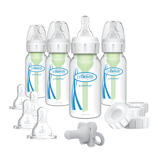 Natural Flow Anti-Colic Options+ Narrow Breast to Bottle Pump & Store Feeding Set, Clear