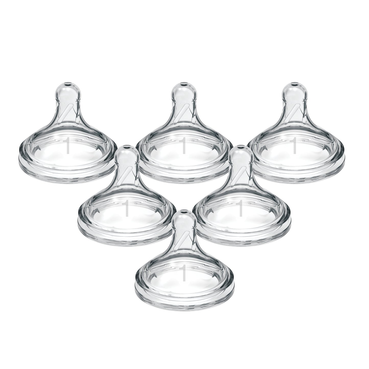 Natural Flow Level 1, Wide-Neck Baby Bottle Nipple, Slow Flow, 0M+, 100% Silicone, 6 Pack