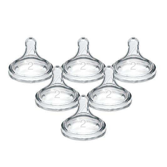 Options+ Wide-Neck Baby Bottle Nipple - Level 2, Medium Flow - 6-Pack - 3M+