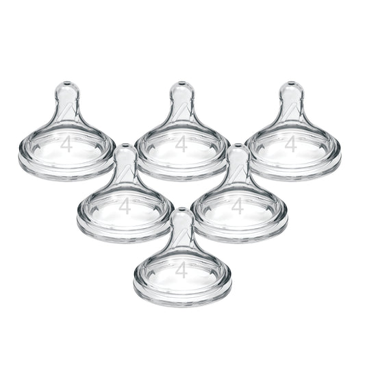 Options+ Wide-Neck Baby Bottle Nipple - Level 4, Fast Flow - 6-Pack - 9M+