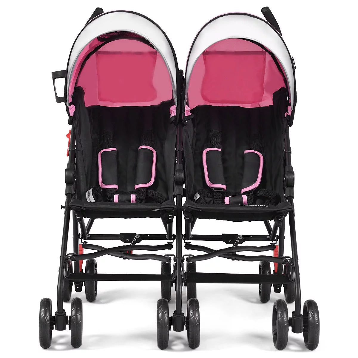 Baby-Joy Foldable Twin Baby Double Stroller Kids Ultralight Umbrella Stroller Pushchair Pink