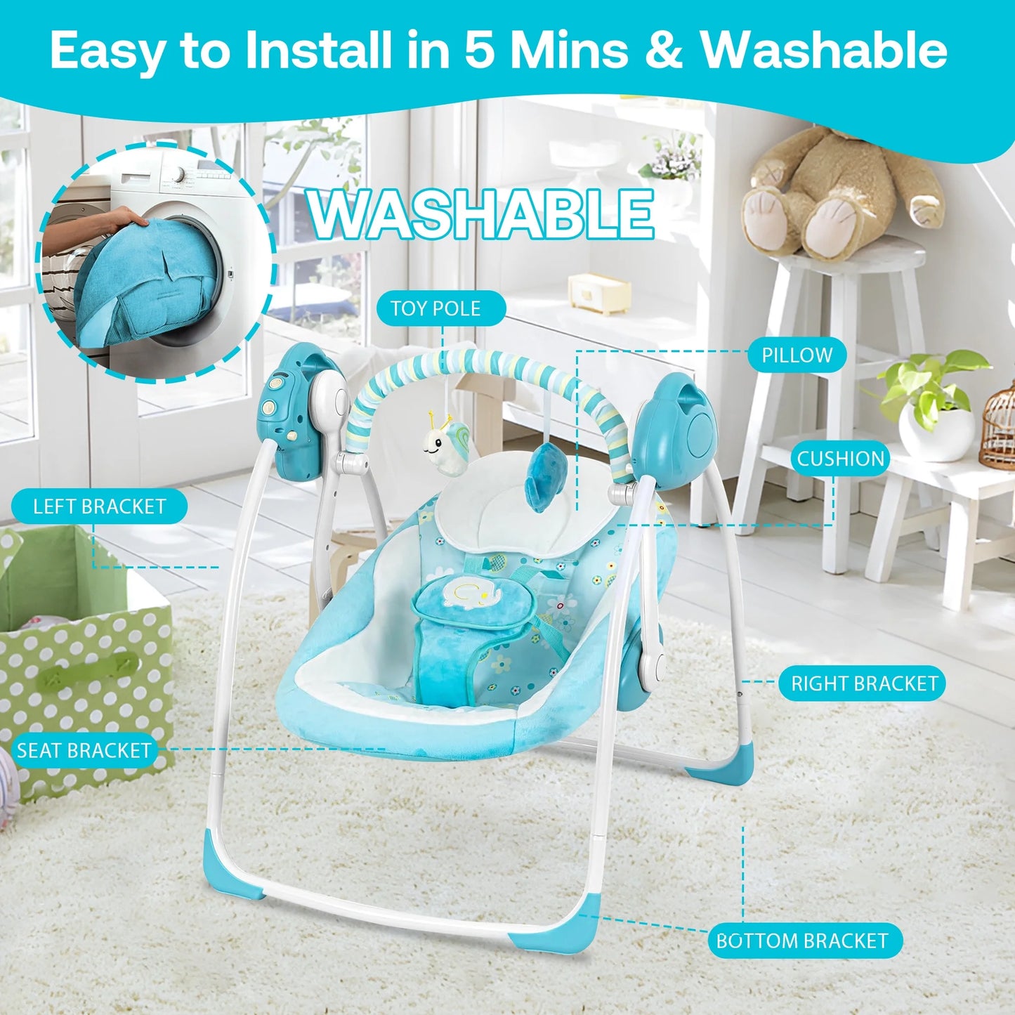 Yadala Baby Swing (Blue)