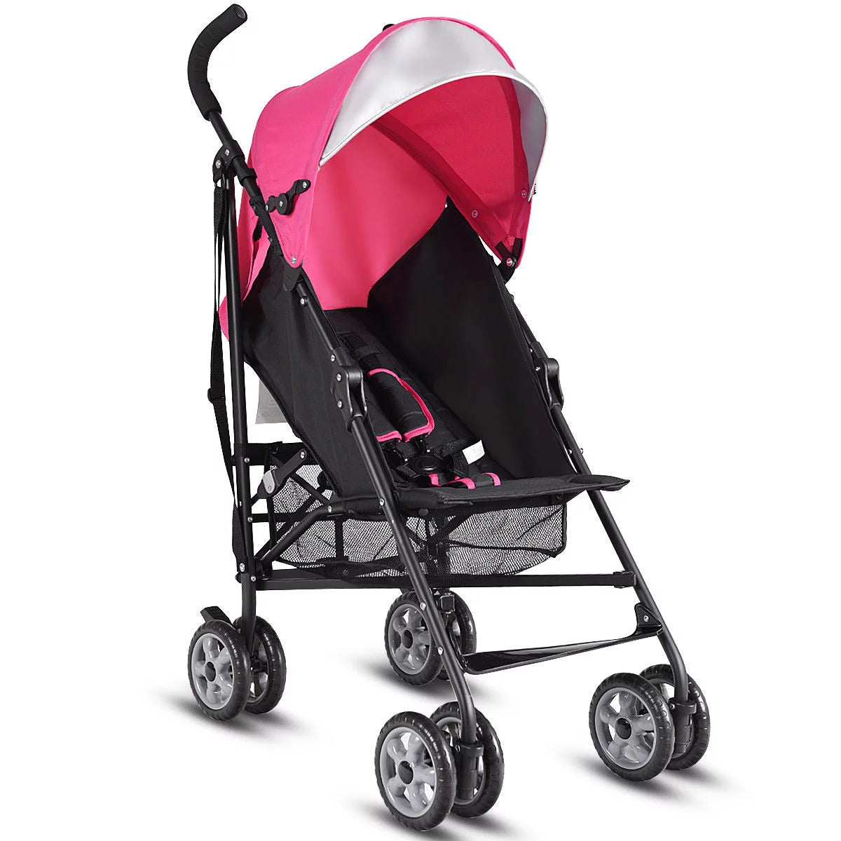 Folding Lightweight Baby Toddler Umbrella Travel Stroller with Storage Basket Pink