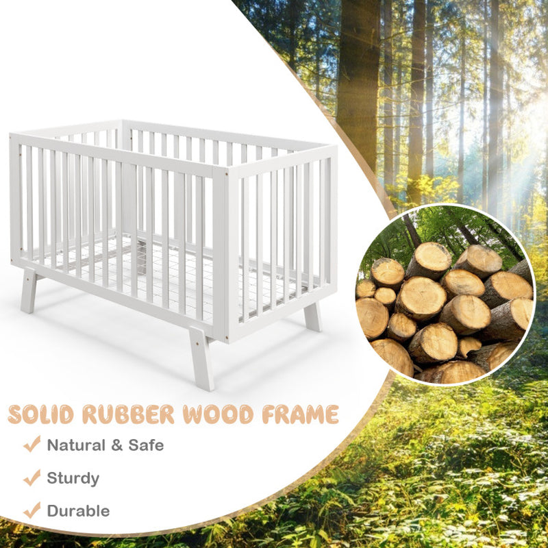 Rubber Wood Baby Crib 