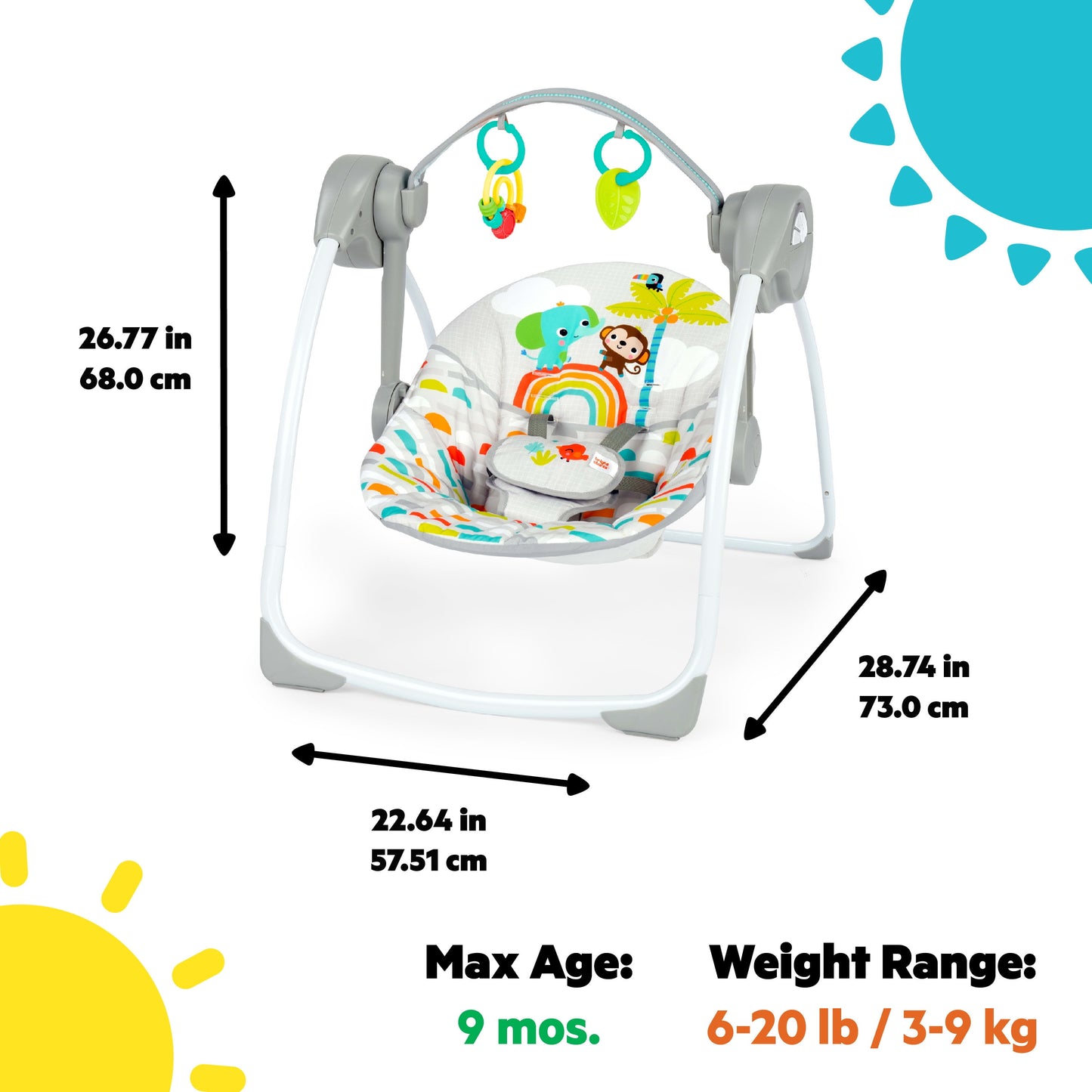 Playful Paradise Portable Compact Baby Swing 