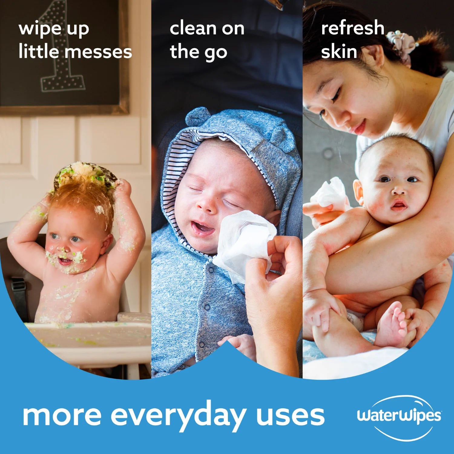 Original 99.9% Water Based Baby Wipes, Unscented, 4 Resealable Packs (240 Wipes)