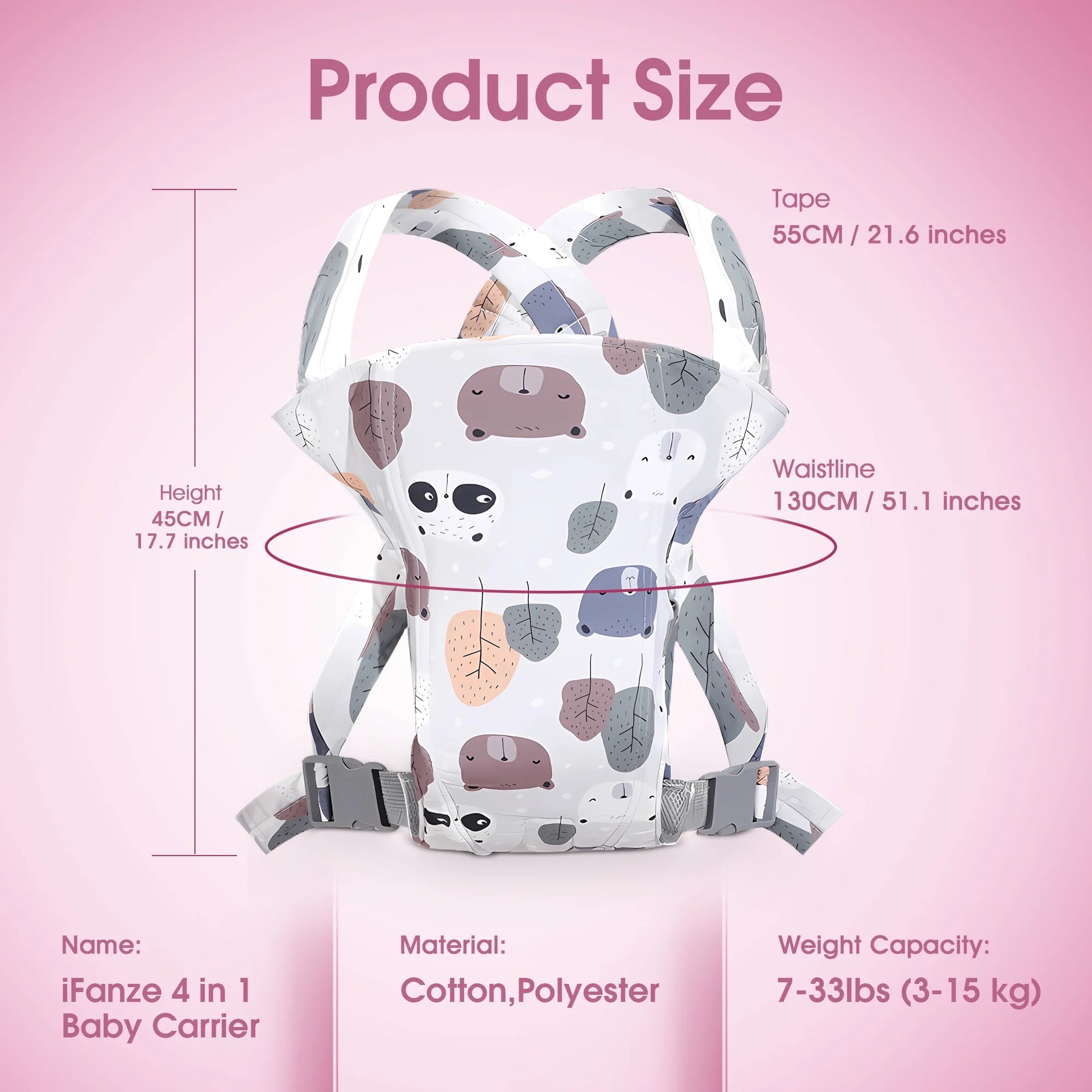 4 in 1 Baby Carrier, Infant Wraps Carrier Ergonomic Baby Carrier Backpack, Newborn Carrier for Baby Carrier Newborn to Toddler, Colorful