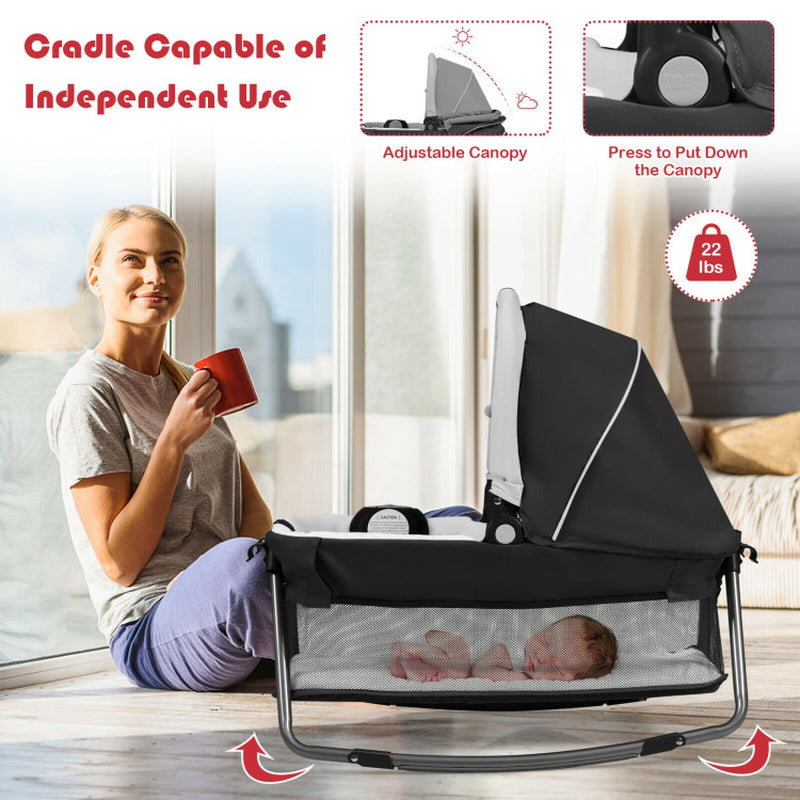 4-In-1 Convertible Portable Baby Play Yard with Toys and Music Player