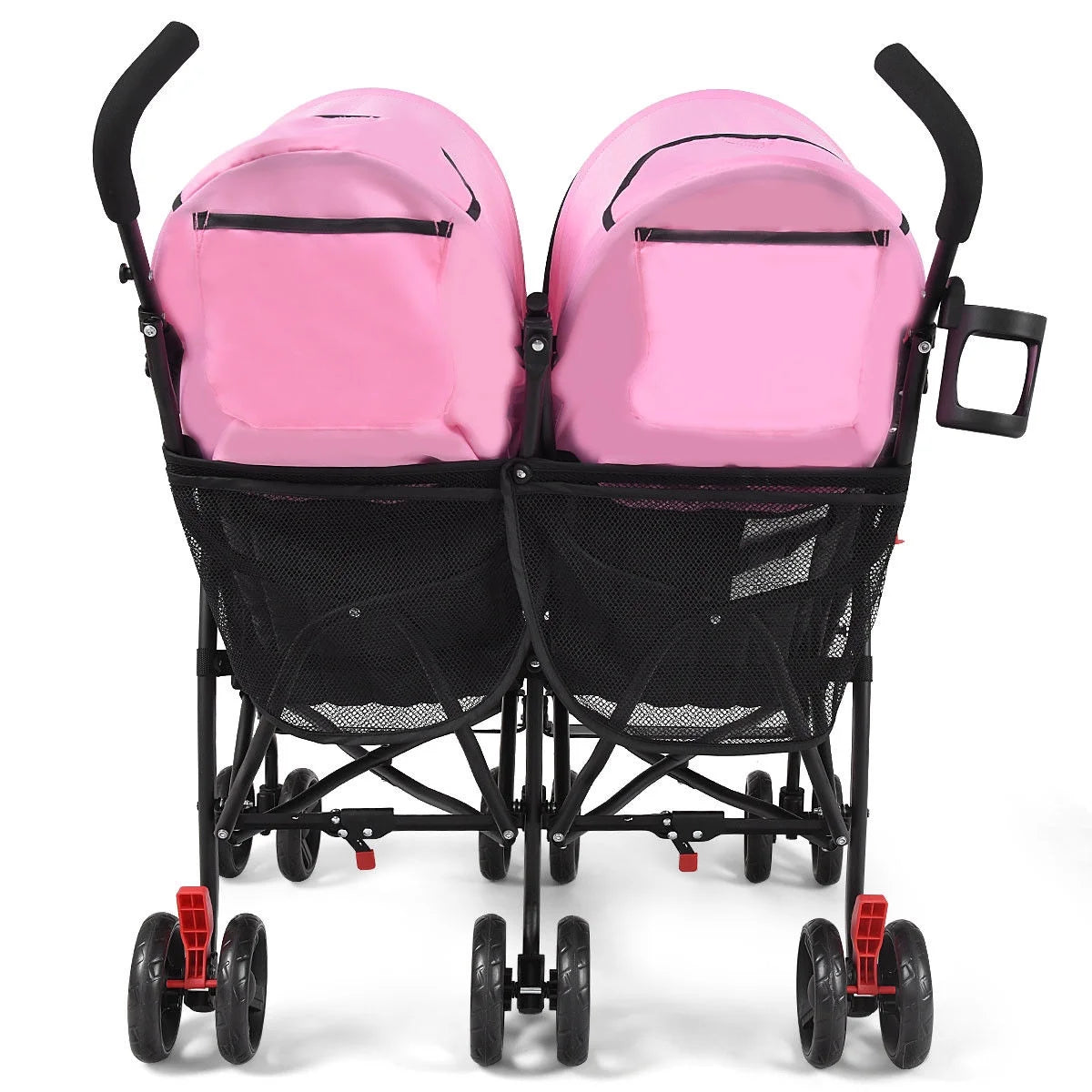 Baby-Joy Foldable Twin Baby Double Stroller Kids Ultralight Umbrella Stroller Pushchair Pink