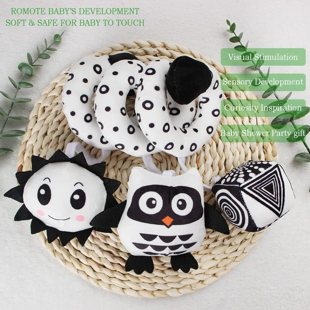 Crib Decorations Toy, Baby Crib Toy Hanging Decorations Plush Toys for Crib Bed Stroller Spiral Plush Toys Car Seat Travel Toy for Infant, Owl