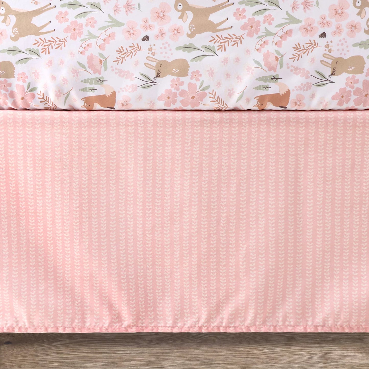 Pink and White Fairytale Forest Crib Bedding (3 Piece)