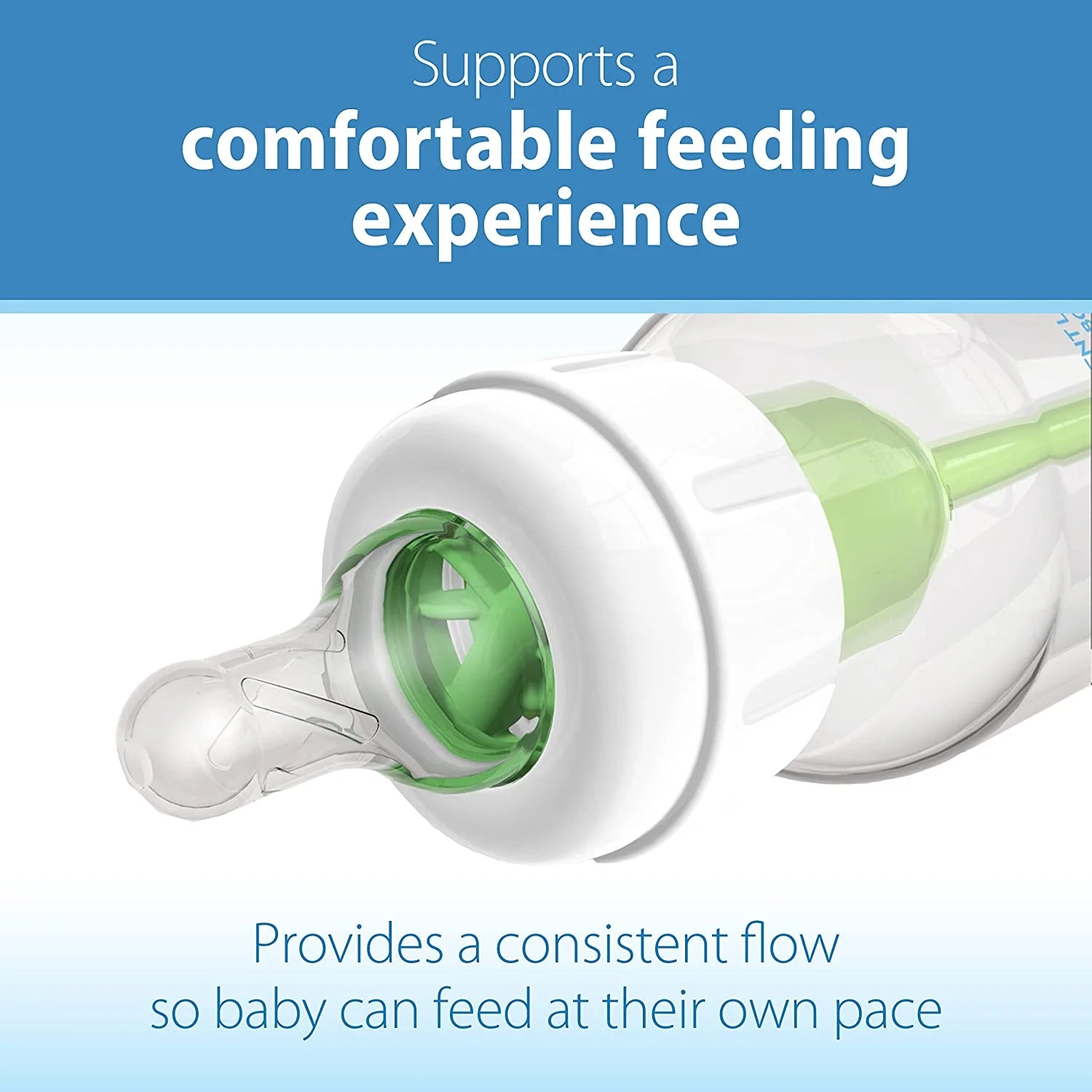 Natural Flow Level 3, Narrow Baby Bottle Nipple, Medium-Fast Flow, 6M+, 100% Silicone, 6 Pack