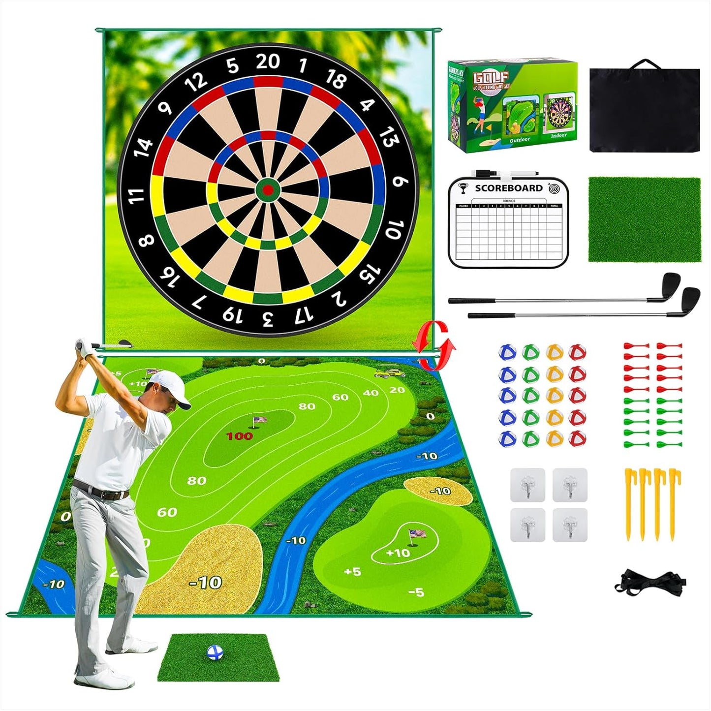 70"X70" Double Sided Golf Chipping Game Golf Hitting Mat 