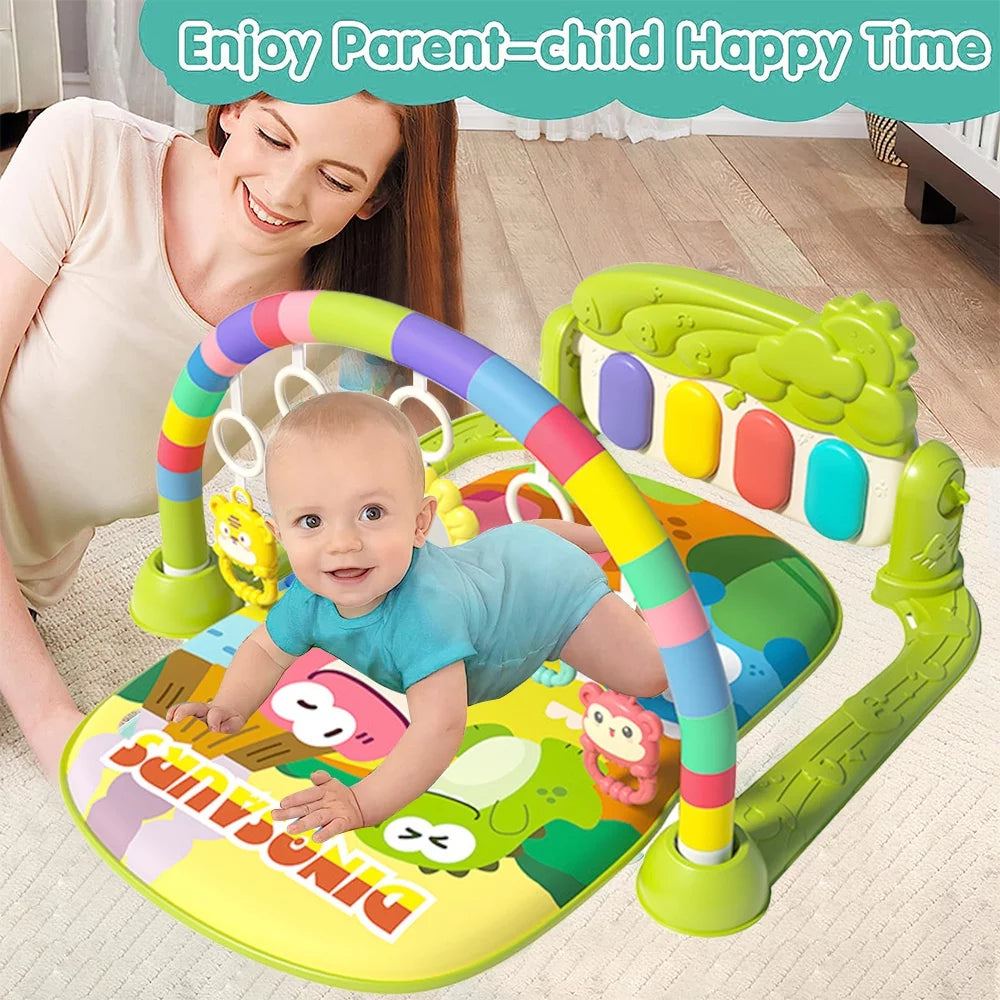 Baby Gym Play Mat Kick Play Piano Gym with Musical Tummy Time Mat Activity Center for Newborn Infants