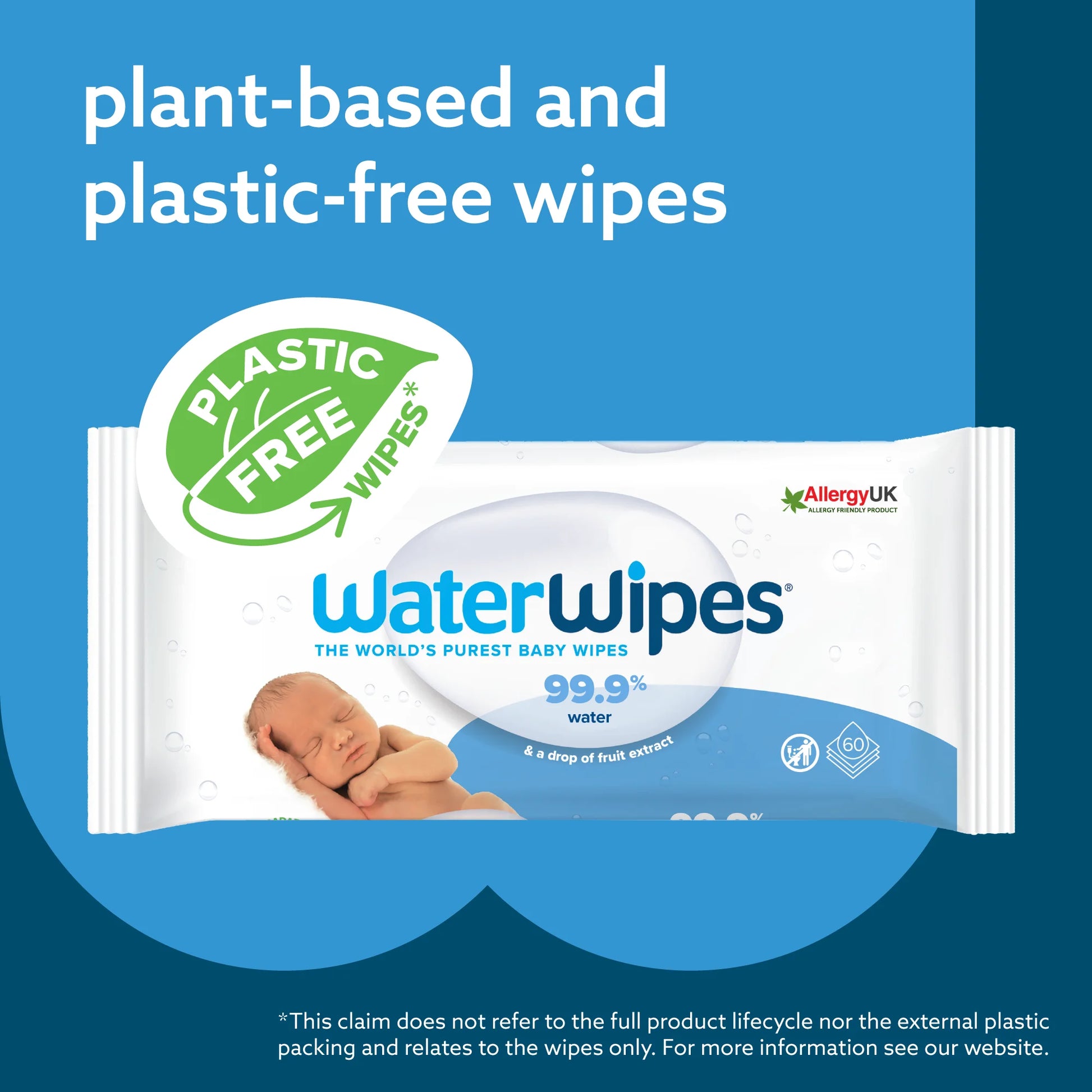 Original 99.9% Water Based Baby Wipes, Unscented, 4 Resealable Packs (240 Wipes)